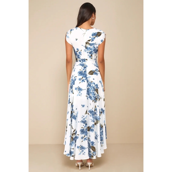 lulus French Countryside White Floral Print High-Low Dress 015000 - Picture 3 of 13